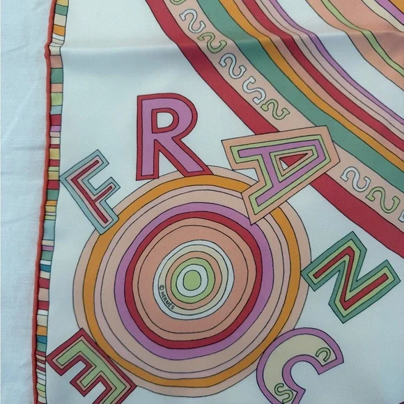 Hermès Multicolor Striped Silk Scarf with Orange Box - Picture 6 of 11